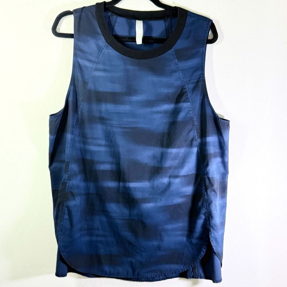 Athleta XL‎ Navy Blue Camo Zephyr Tank Featherweight Stretch Travel Athleisure